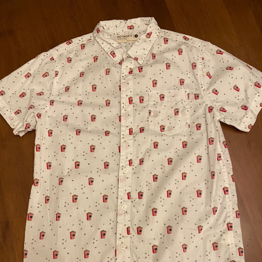 Button down shirt for boys - popcorn design